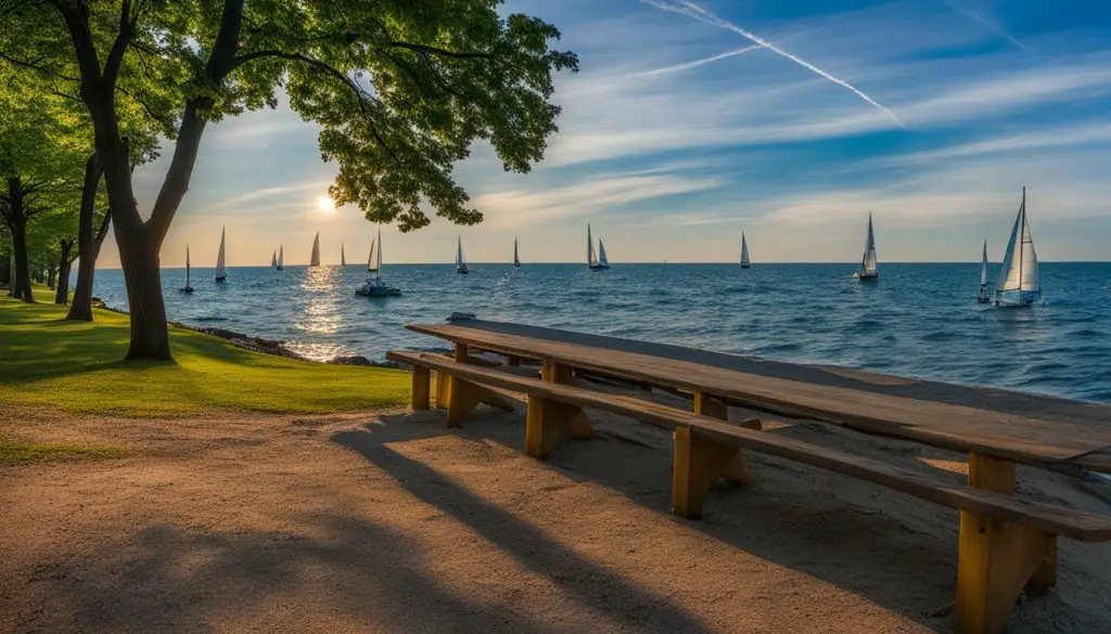 Lake Michigan view at Coal Dock Park