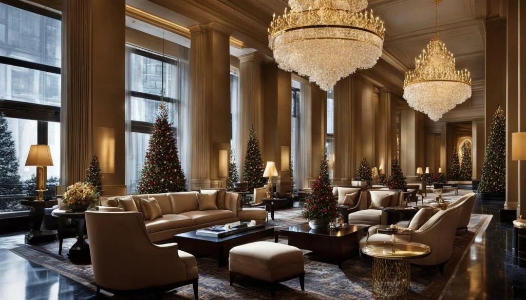 The Ritz-Carlton New York lobby during the holidays