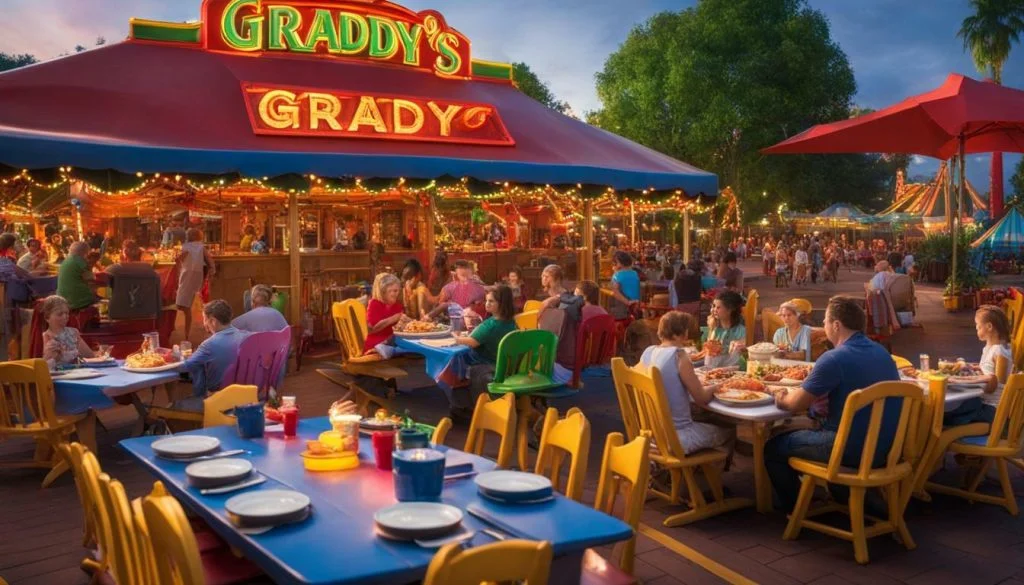 dining at Grady's Family Fun Park