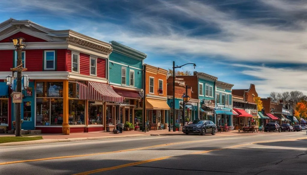 Pentwater downtown historic shops boutique shopping